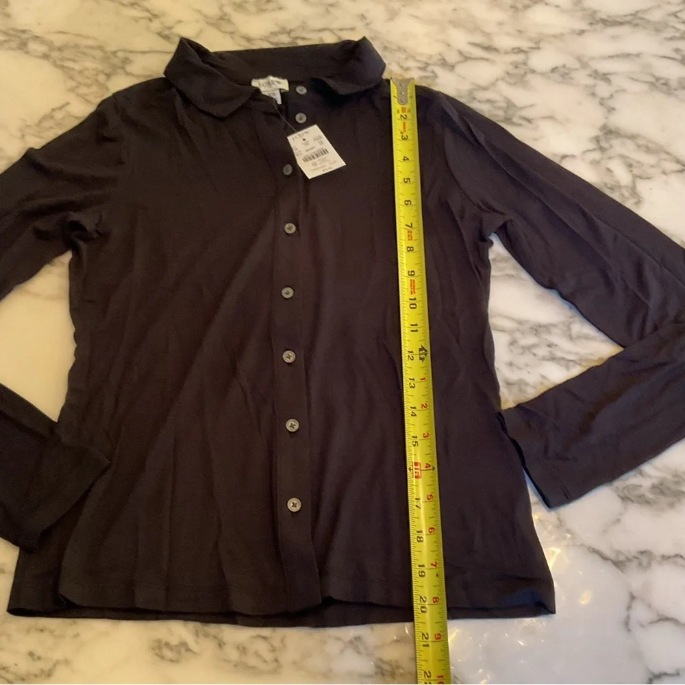 NWT JCrew Black Knit long-sleeve button-up top Sz XS Sold Out - Picture 7 of 11